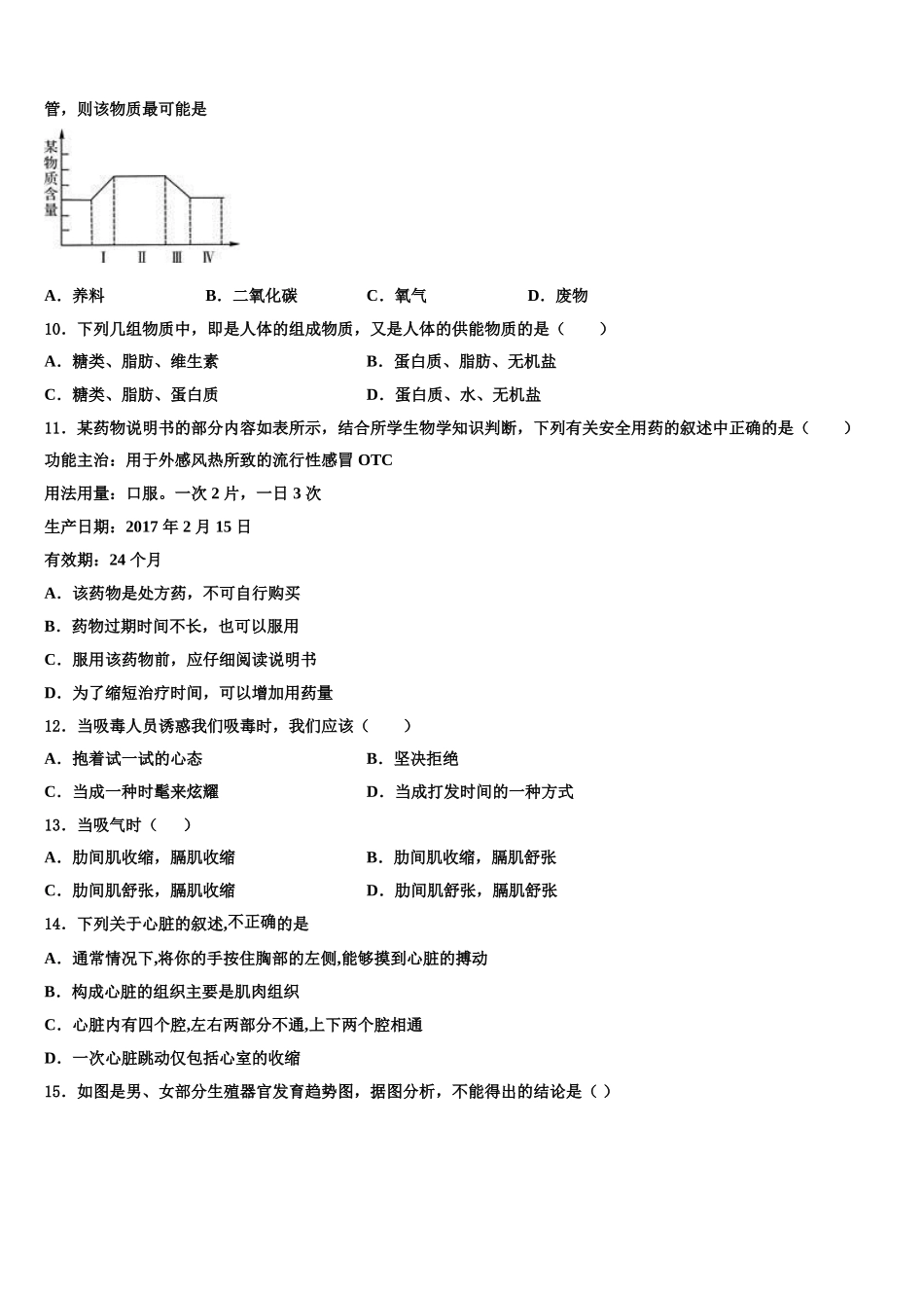 2025年山东省滕州市张汪中学七下生物期末检测试题含解析_第2页