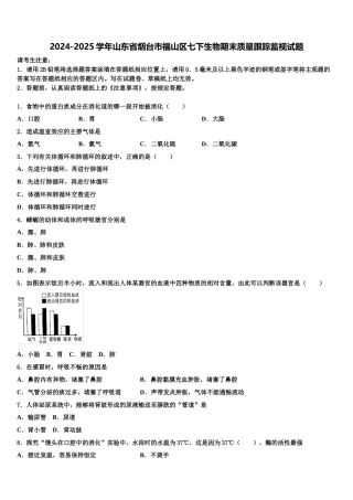 2024-2025学年山东省烟台市福山区七下生物期末质量跟踪监视试题含解析