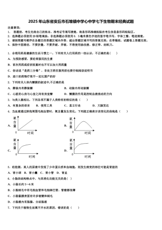 2025年山东省安丘市石堆镇中学心中学七下生物期末经典试题含解析