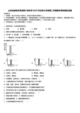 山东省威海市荣成第十四中学2025年生物七年级第二学期期末调研模拟试题含解析