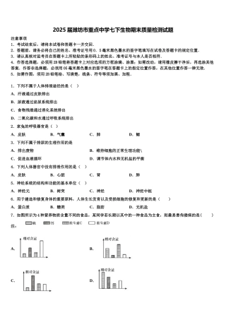 2025届潍坊市重点中学七下生物期末质量检测试题含解析