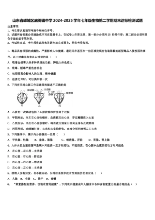 山东省峄城区底阁镇中学2024-2025学年七年级生物第二学期期末达标检测试题含解析