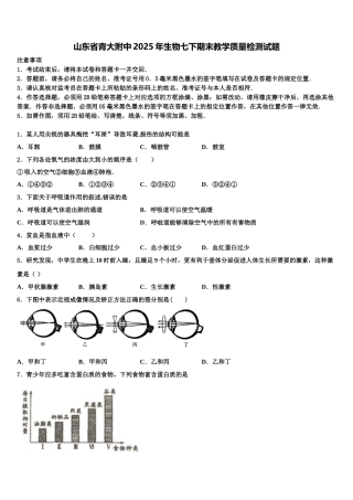 山东省青大附中2025年生物七下期末教学质量检测试题含解析