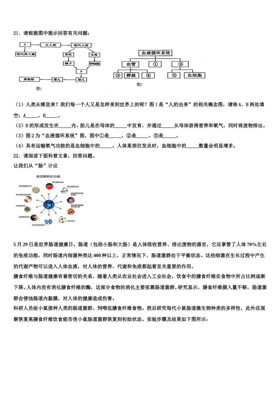2024-2025学年湖南省株洲市醴陵市生物七下期末检测试题含解析_第3页