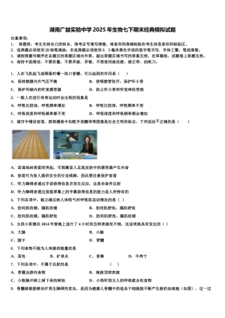湖南广益实验中学2025年生物七下期末经典模拟试题含解析