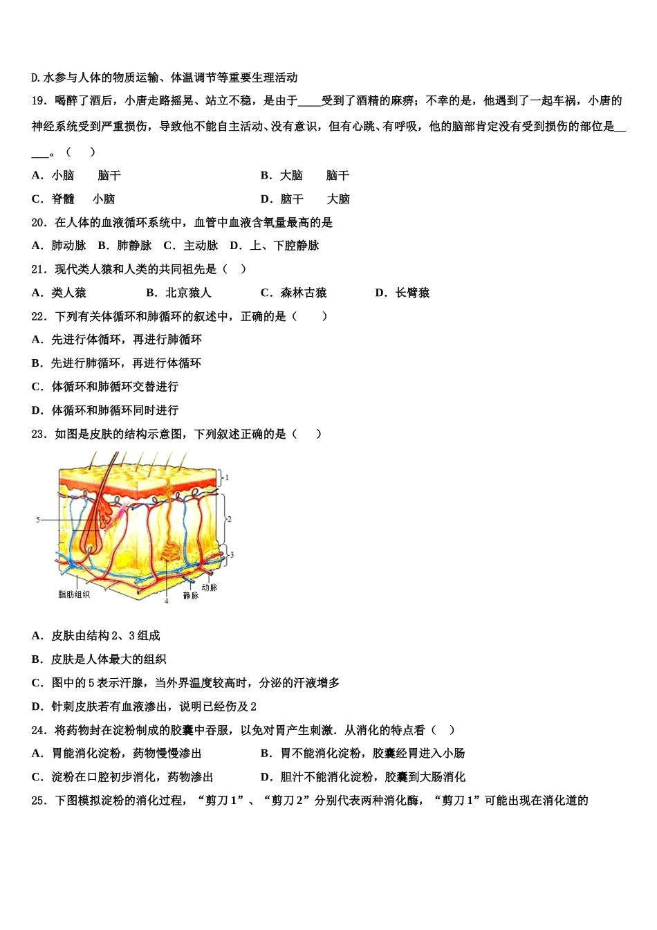 湖南省邵阳市2025届七年级生物第二学期期末经典试题含解析_第3页