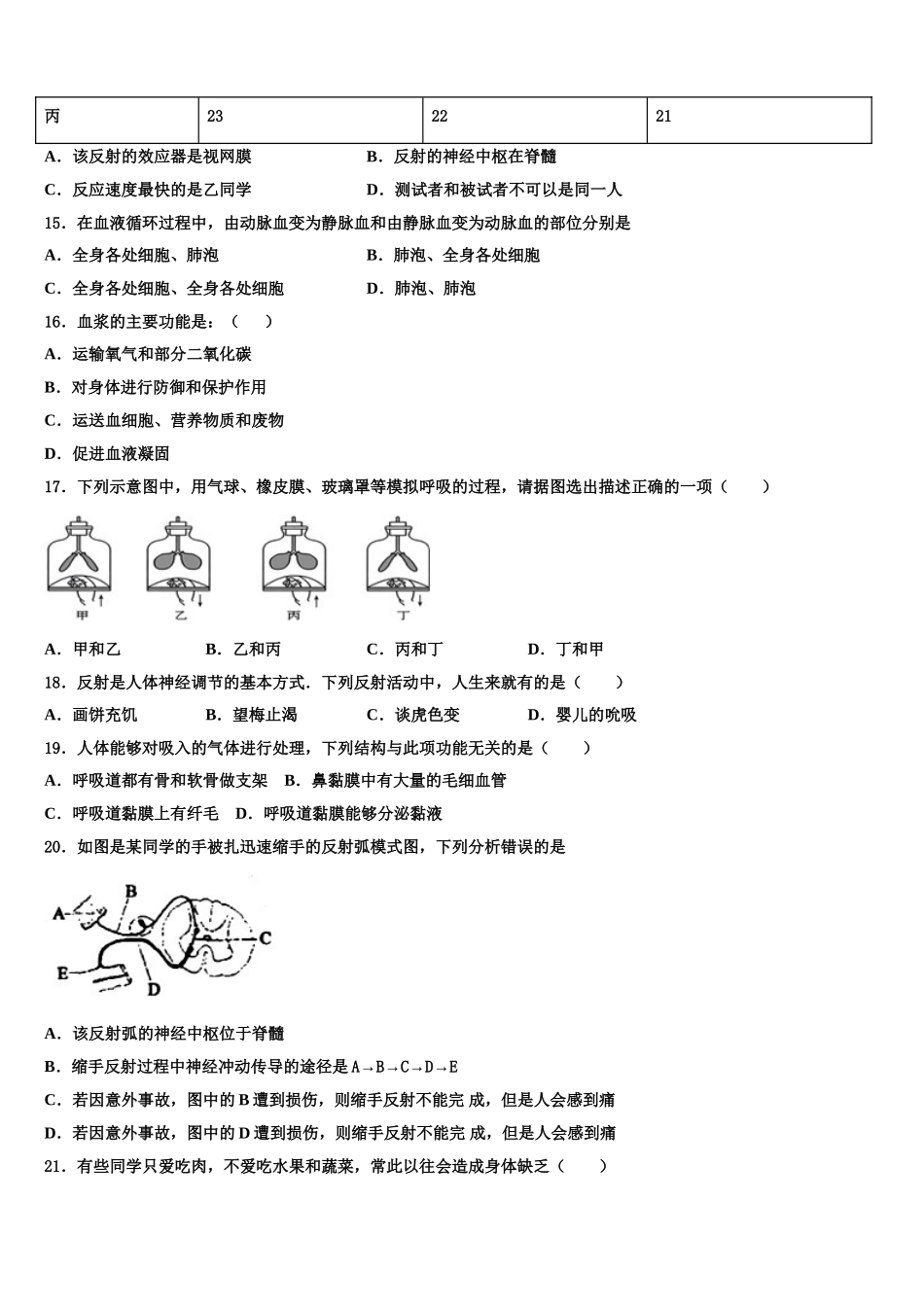 2025届湖南省武汉市常青第一学校生物七下期末经典试题含解析_第3页