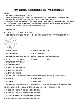 2025届湖南师大附中博才实验学校生物七下期末检测模拟试题含解析