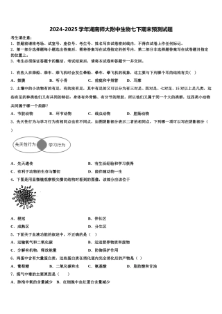 2024-2025学年湖南师大附中生物七下期末预测试题含解析