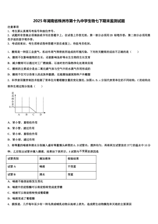 2025年湖南省株洲市第十九中学生物七下期末监测试题含解析