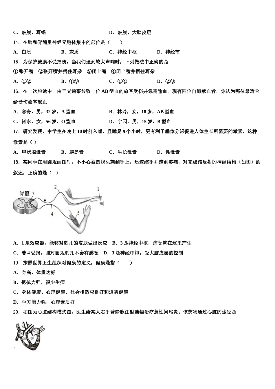 2025年湖南省长沙市湖南师大附中联考七下生物期末监测模拟试题含解析_第3页