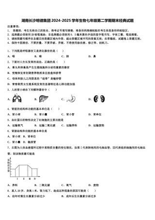 湖南长沙明德集团2024-2025学年生物七年级第二学期期末经典试题含解析