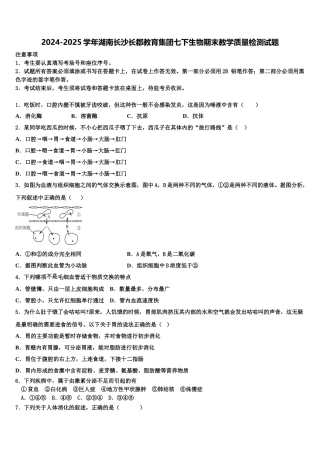 2024-2025学年湖南长沙长郡教育集团七下生物期末教学质量检测试题含解析