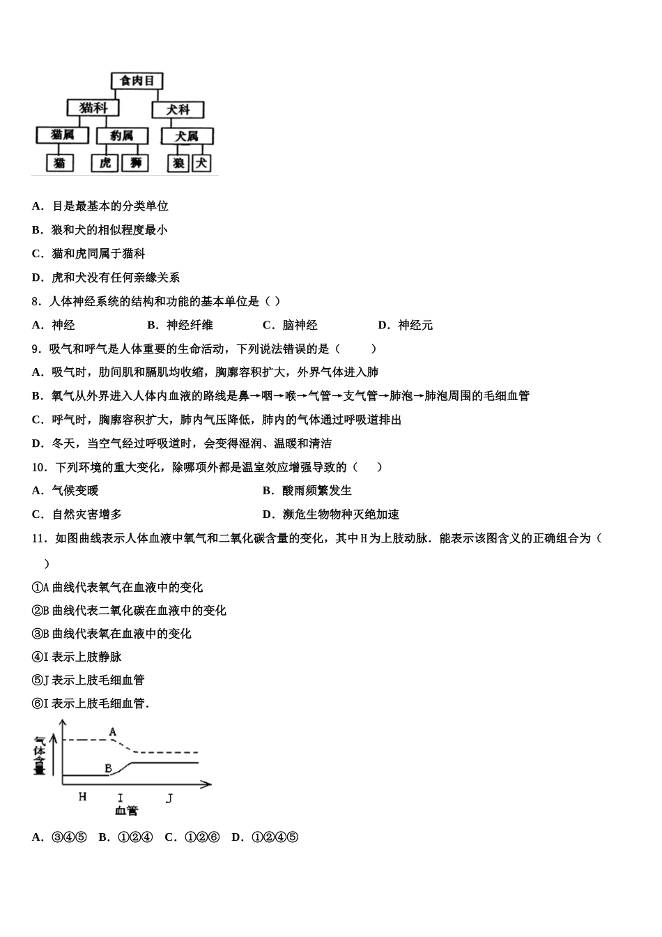 2024-2025学年湖南省长沙市岳麓区生物七年级第二学期期末考试模拟试题含解析_第2页