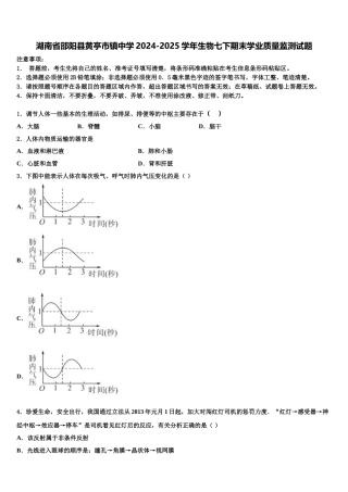 湖南省邵阳县黄亭市镇中学2024-2025学年生物七下期末学业质量监测试题含解析