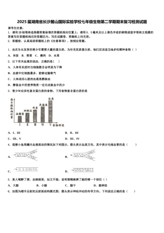 2025届湖南省长沙麓山国际实验学校七年级生物第二学期期末复习检测试题含解析