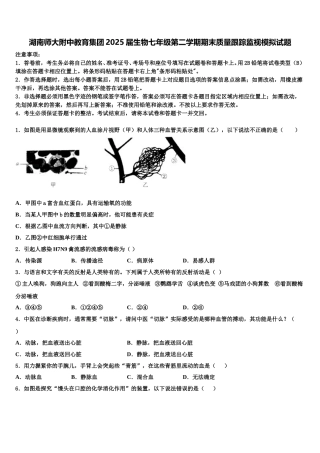 湖南师大附中教育集团2025届生物七年级第二学期期末质量跟踪监视模拟试题含解析
