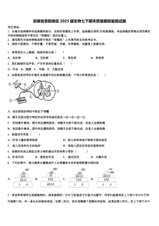 安徽省阜阳地区2025届生物七下期末质量跟踪监视试题含解析