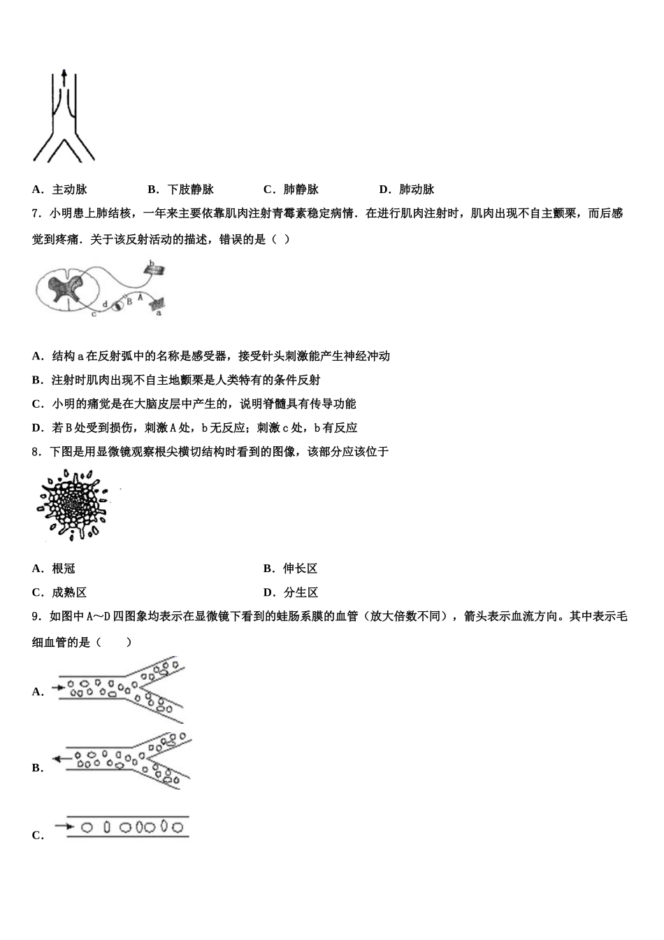 2025年安徽省阜阳颍东区四校联考七年级生物第二学期期末调研试题含解析_第2页