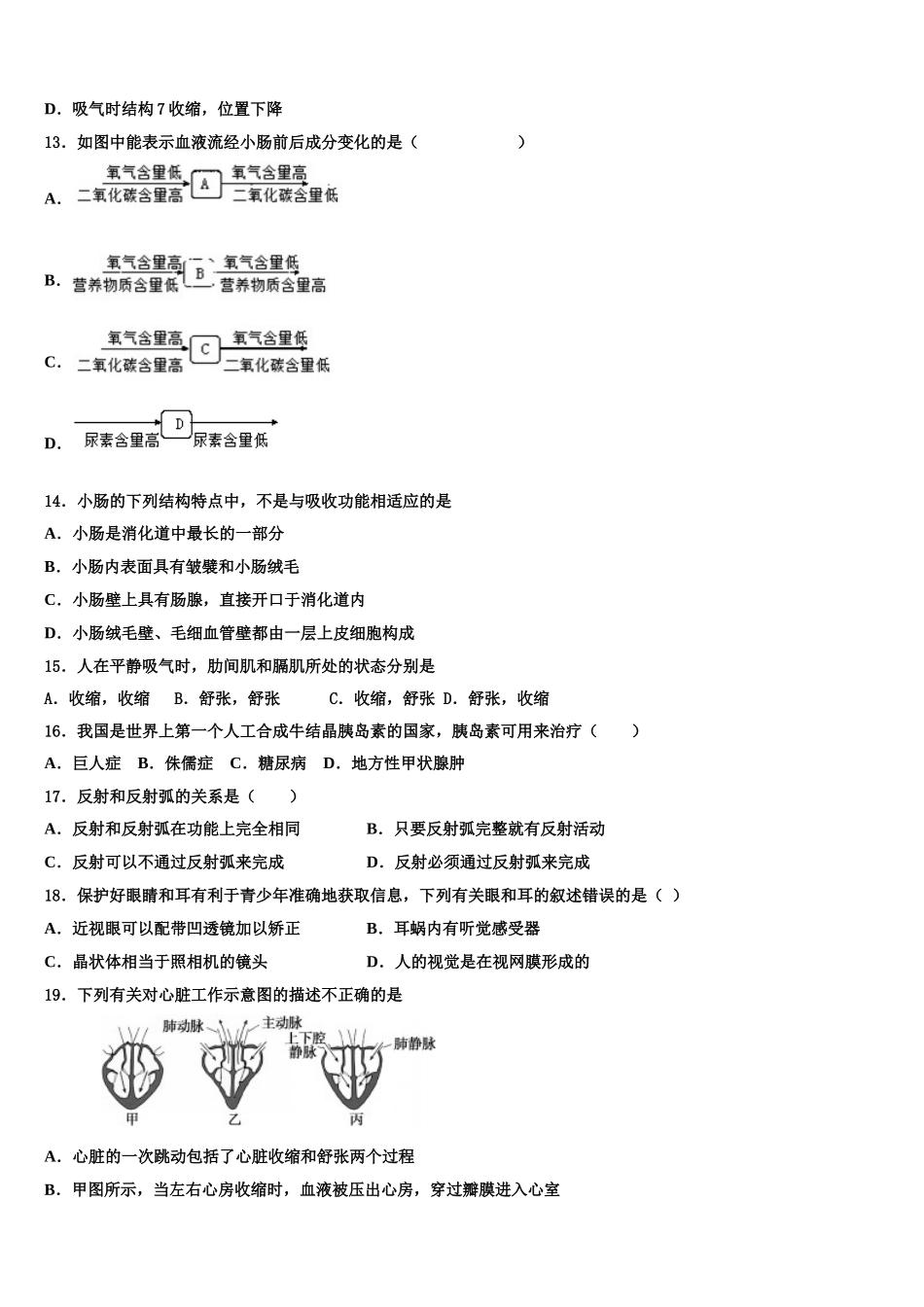 安徽省六区联考2025届生物七年级第二学期期末学业水平测试模拟试题含解析_第3页