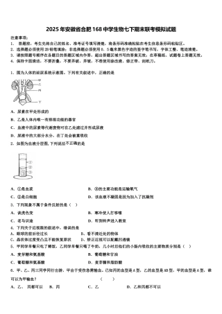 2025年安徽省合肥168中学生物七下期末联考模拟试题含解析