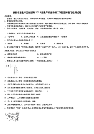 安徽省淮北市五校联考2025届七年级生物第二学期期末复习检测试题含解析