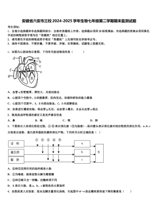 安徽省六安市三校2024-2025学年生物七年级第二学期期末监测试题含解析