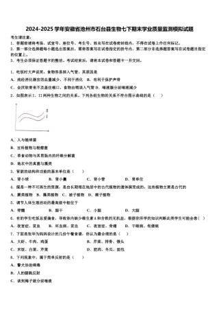 2024-2025学年安徽省池州市石台县生物七下期末学业质量监测模拟试题含解析
