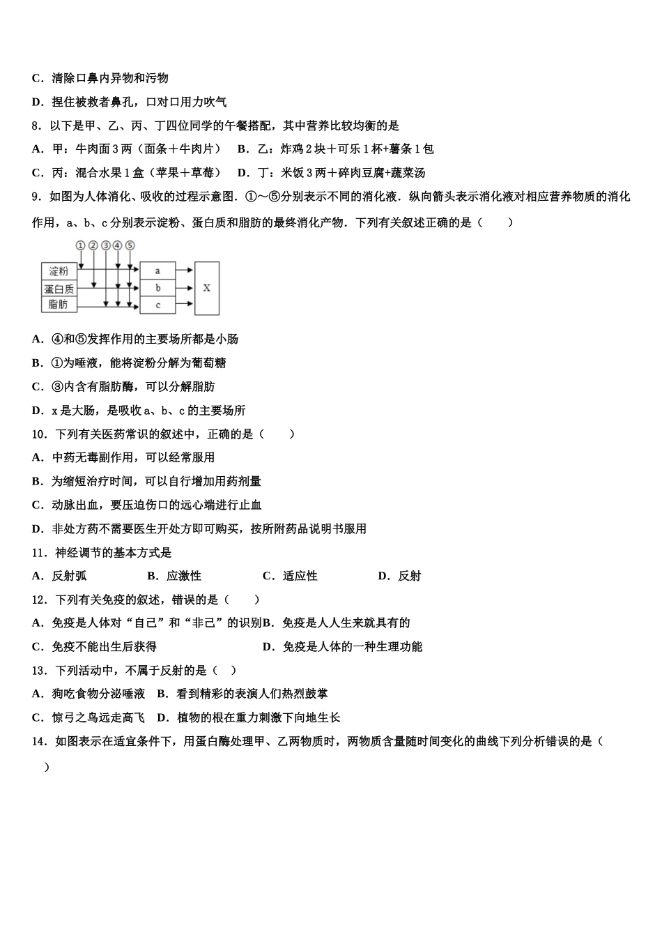 安徽省宣城市宣州区狸桥中学2024-2025学年生物七年级第二学期期末学业水平测试试题含解析_第2页