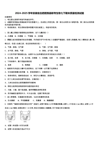 2024-2025学年安徽省合肥肥西县联考生物七下期末质量检测试题含解析