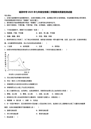城郊中学2025年七年级生物第二学期期末质量检测试题含解析