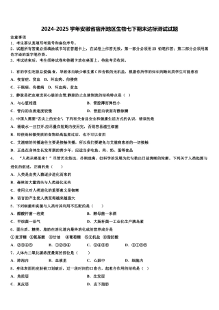 2024-2025学年安徽省宿州地区生物七下期末达标测试试题含解析