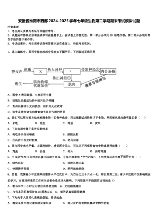 安徽省淮南市西部2024-2025学年七年级生物第二学期期末考试模拟试题含解析