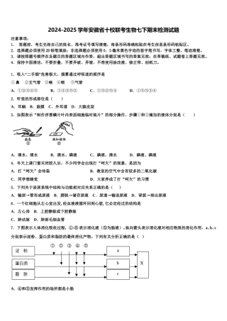 2024-2025学年安徽省十校联考生物七下期末检测试题含解析