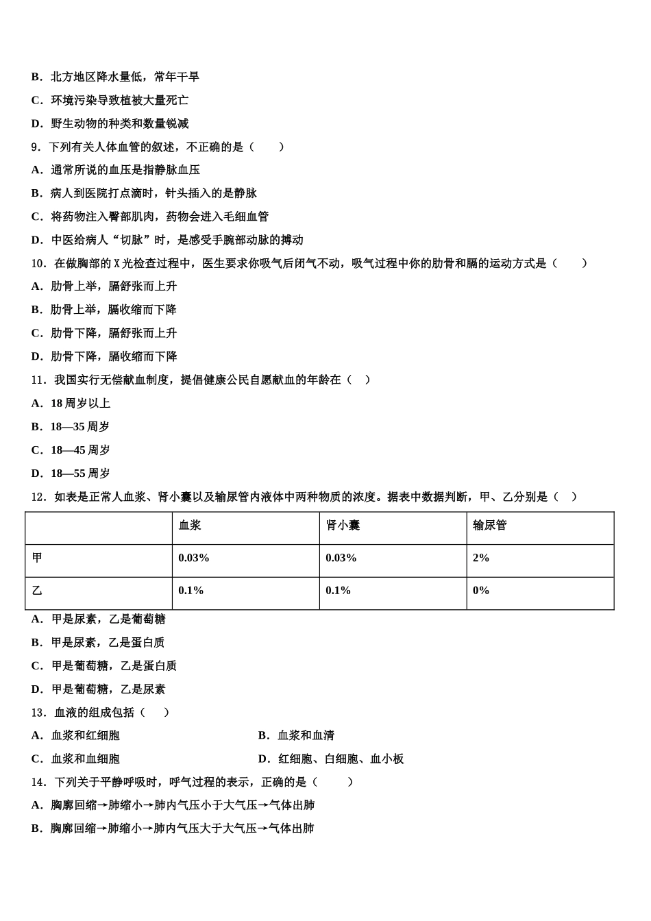 2025年安徽省合肥庐江县联考七年级生物第二学期期末联考模拟试题含解析_第2页