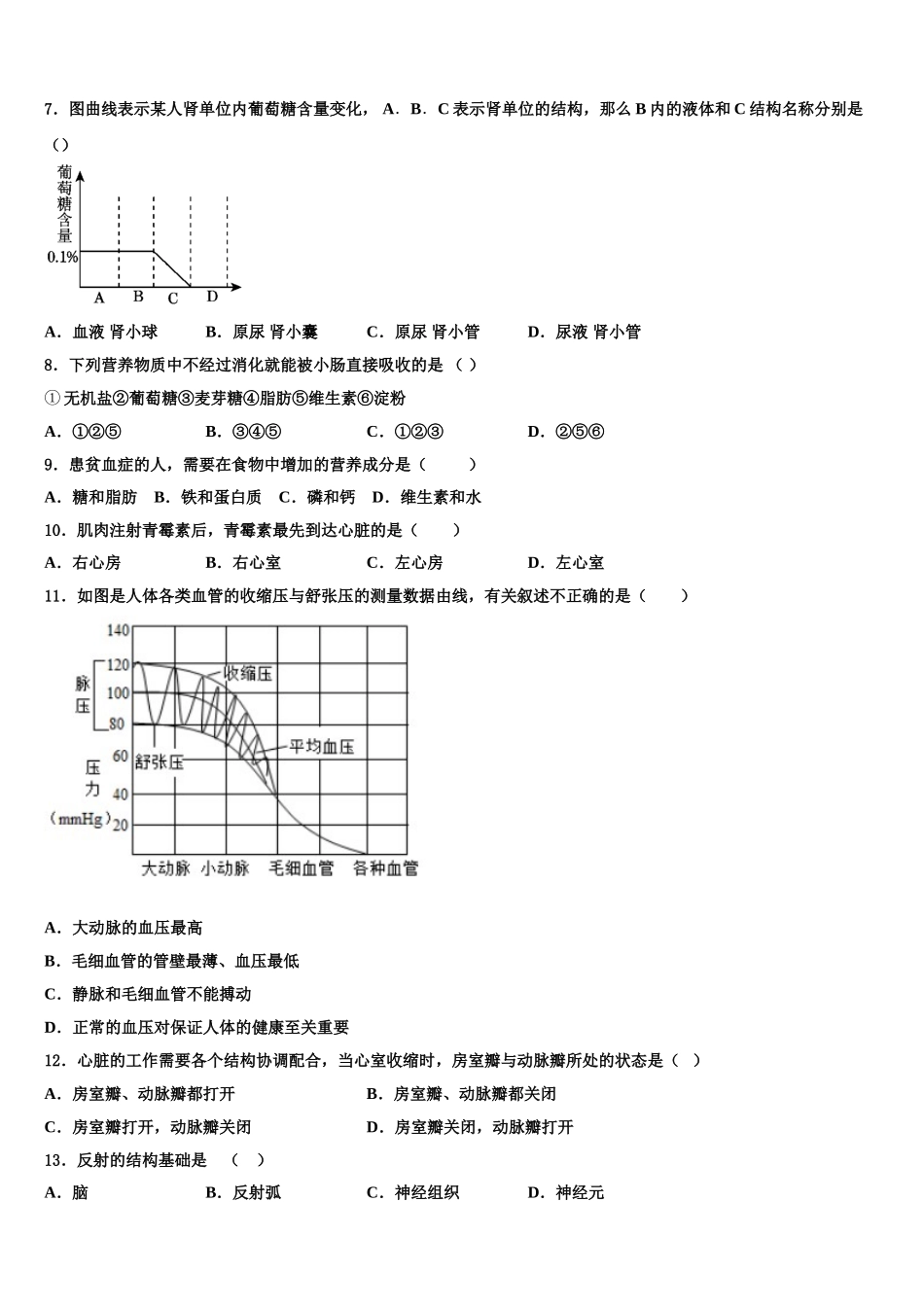 2025届安徽省池州市第十中学七下生物期末学业质量监测试题含解析_第2页