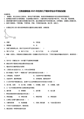 江西省鄱阳县2025年生物七下期末学业水平测试试题含解析