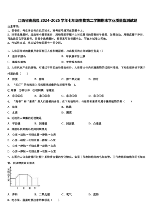 江西省南昌县2024-2025学年七年级生物第二学期期末学业质量监测试题含解析
