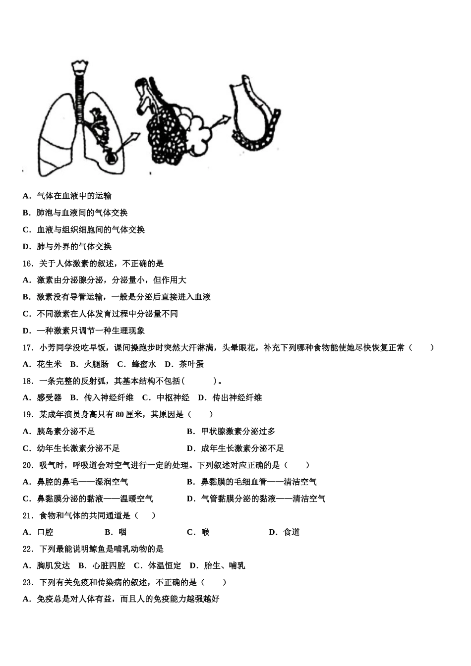 2024-2025学年江西省宜春市高安市七下生物期末达标检测模拟试题含解析_第3页