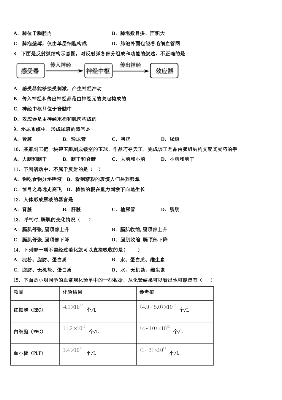 2024-2025学年江西省赣州市定南县七年级生物第二学期期末学业水平测试模拟试题含解析_第2页