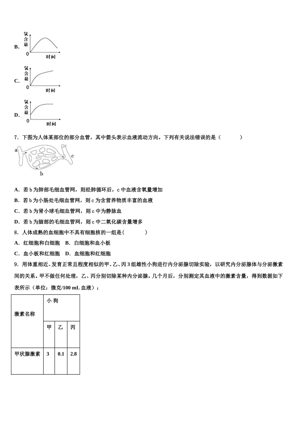 江西省新余市2025年生物七下期末质量跟踪监视试题含解析_第2页