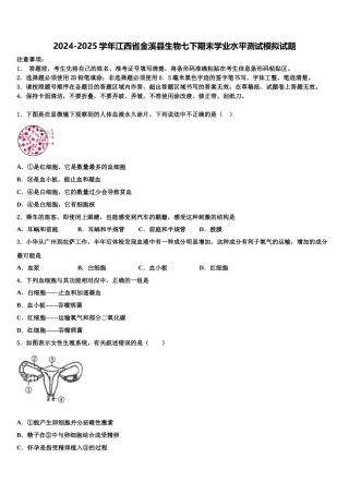 2024-2025学年江西省金溪县生物七下期末学业水平测试模拟试题含解析