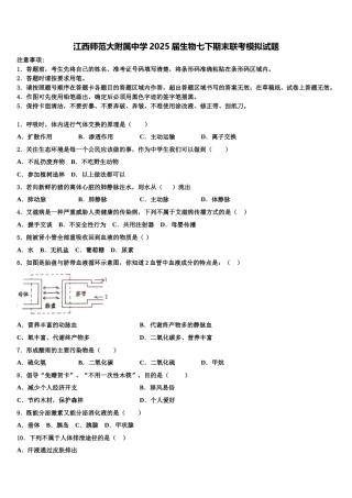 江西师范大附属中学2025届生物七下期末联考模拟试题含解析