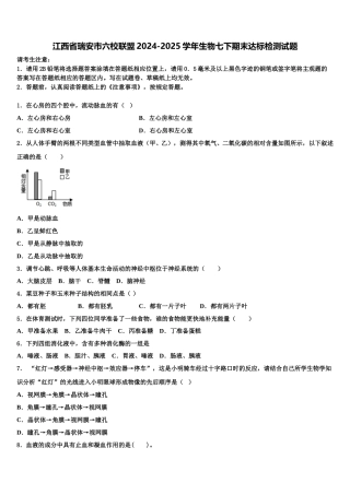 江西省瑞安市六校联盟2024-2025学年生物七下期末达标检测试题含解析