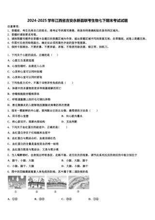 2024-2025学年江西省吉安永新县联考生物七下期末考试试题含解析