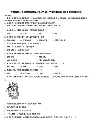江西省赣州于都思源实验学校2025届七下生物期末学业质量监测模拟试题含解析