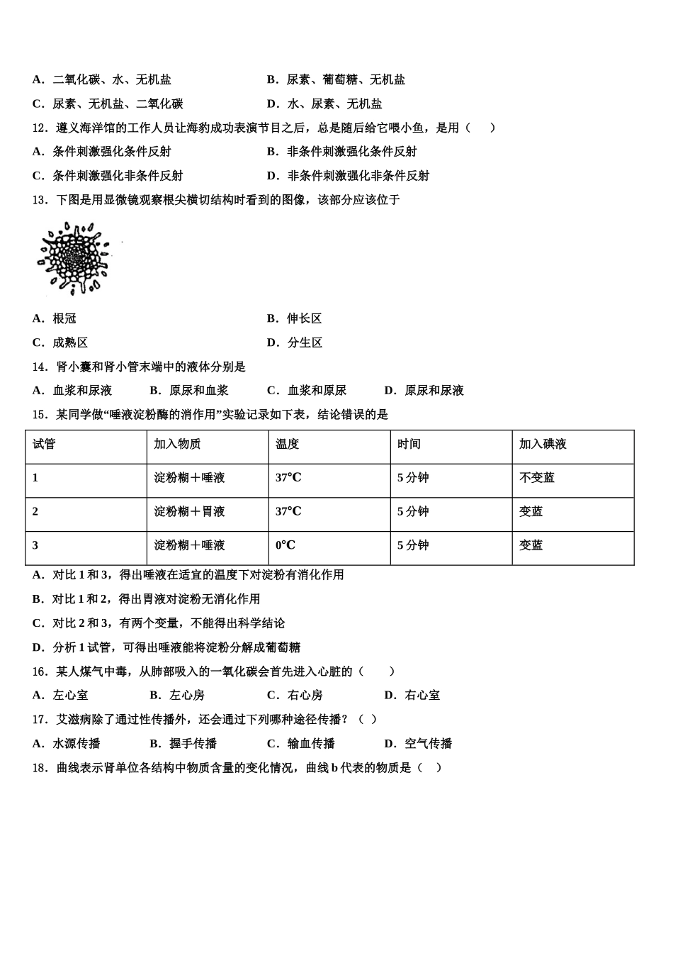 2025届辽阳市第十中学七年级生物第二学期期末教学质量检测试题含解析_第3页