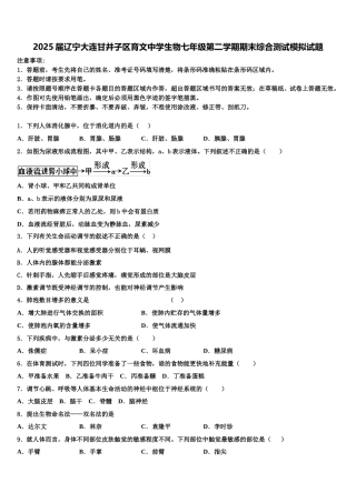 2025届辽宁大连甘井子区育文中学生物七年级第二学期期末综合测试模拟试题含解析