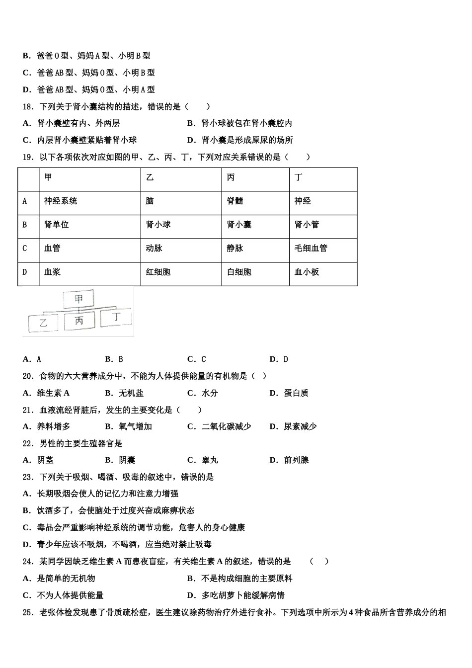 2025届辽宁省沈阳市大东区生物七年级第二学期期末质量跟踪监视模拟试题含解析_第3页