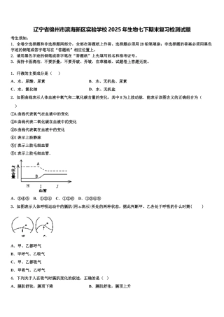 辽宁省锦州市滨海新区实验学校2025年生物七下期末复习检测试题含解析